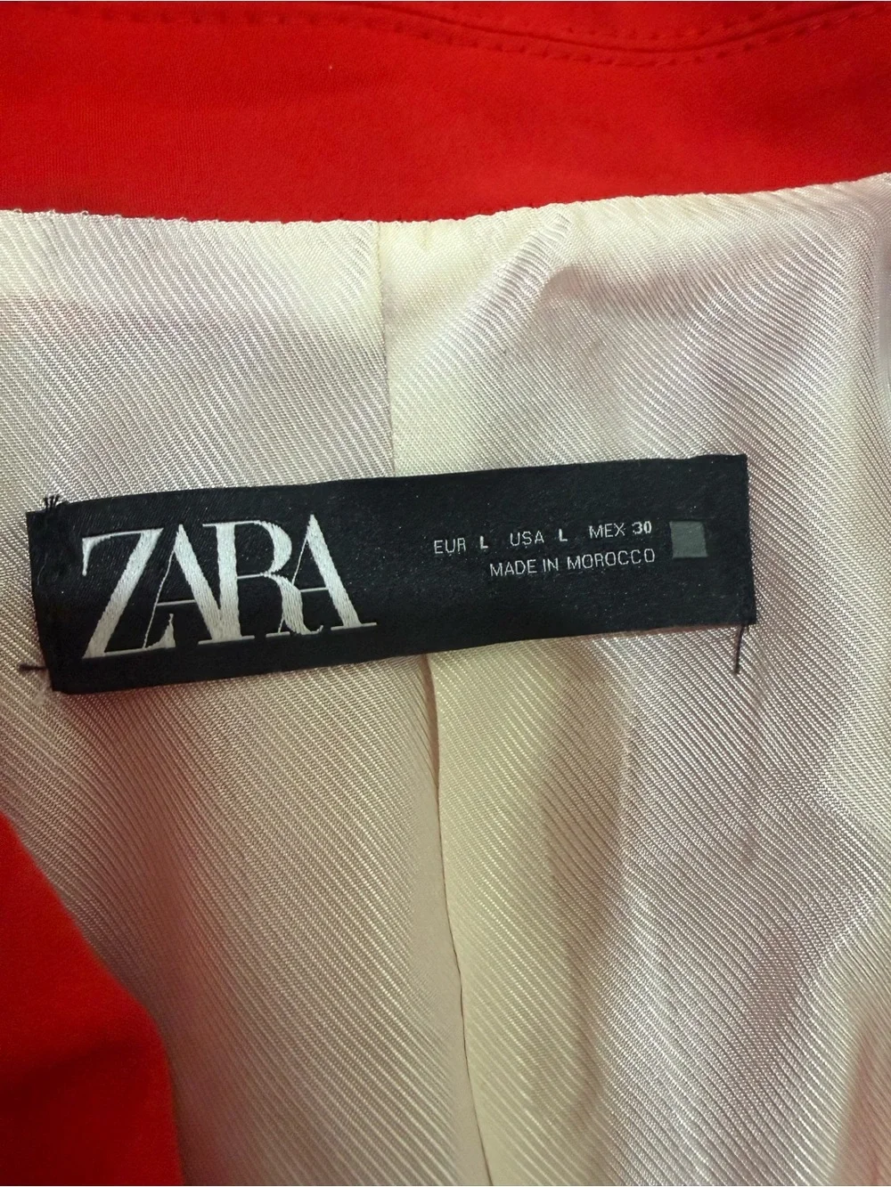 Zara Vermilion Red Orange Open Front Blazer Women’s Large - Picture 2 of 6